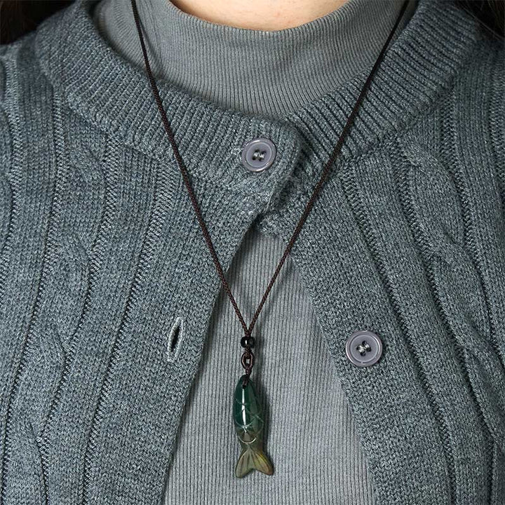 Buddha Stones Schnitzerei, Koi-Fisch, rosa Kristall, indischer Achat, Amethyst, Halskettenanhänger – Symbol für Wärme und Wohlstand - image 10