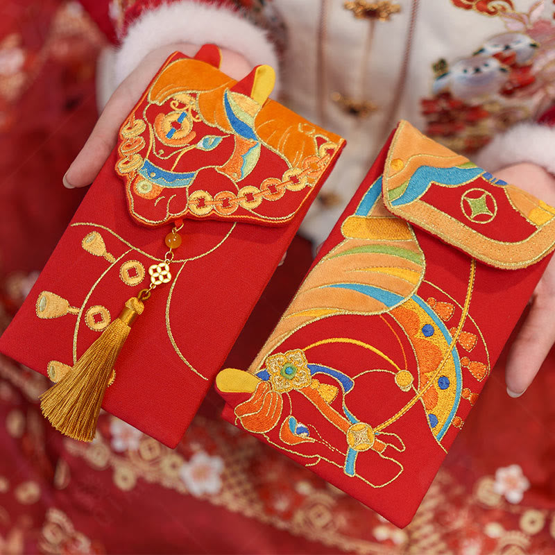 Buddha Stones -Stickerei, Jahr des Pferdes 2026, Neujahrsquaste, chinesischer roter Umschlag - image 10