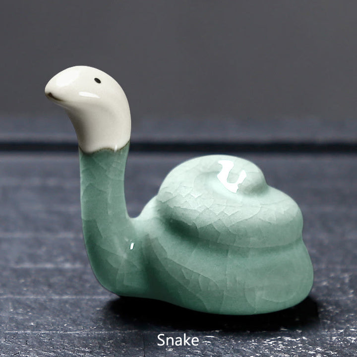Buddha Stones, chinesisches Sternzeichen, Keramik, Tee-Haustier, Heimdekoration - Khaki Snake 6,7 x 6,6 cm - image 0