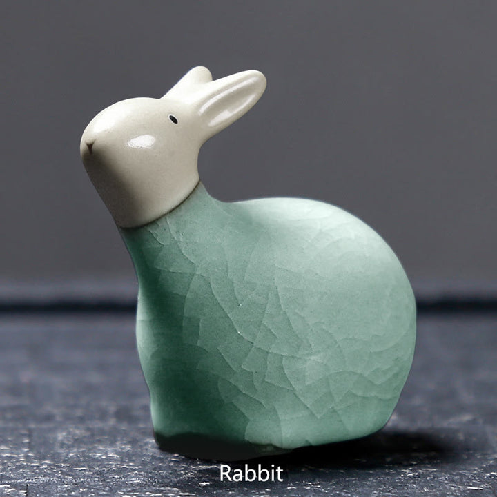 Buddha Stones, chinesisches Sternzeichen, Keramik, Tee-Haustier, Heimdekoration - Khaki Rabbit 6,5 x 6,2 cm - image 8