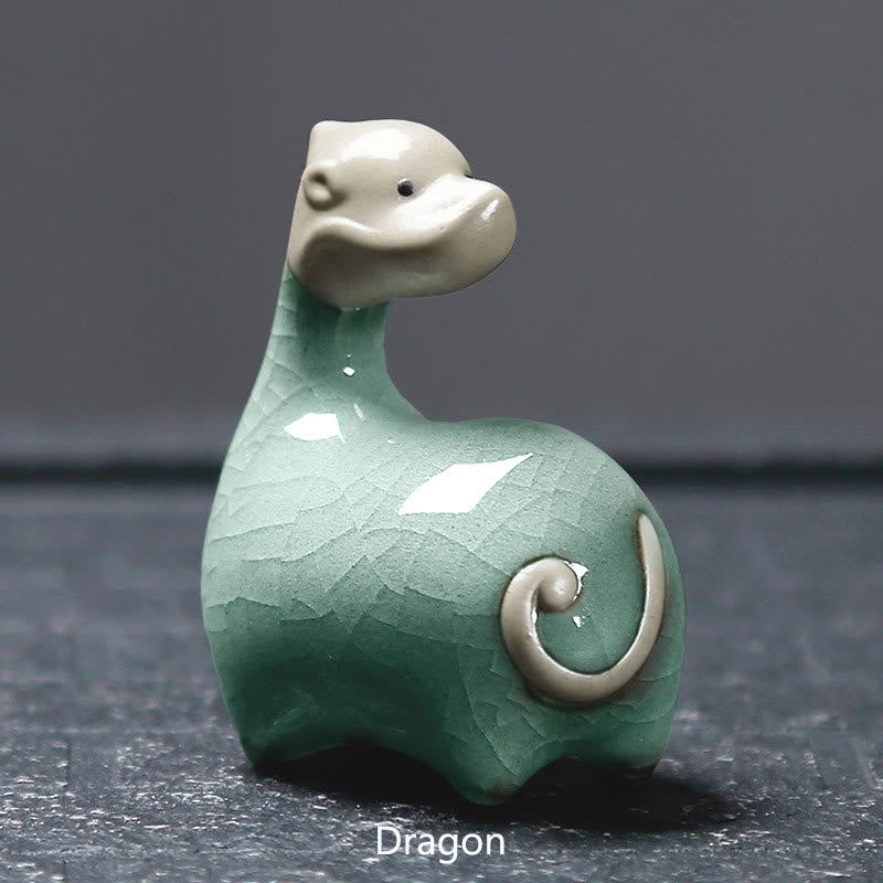 Buddha Stones, chinesisches Sternzeichen, Keramik, Tee-Haustier, Heimdekoration - Khaki Dragon 6,6 x 6,8 cm - image 9