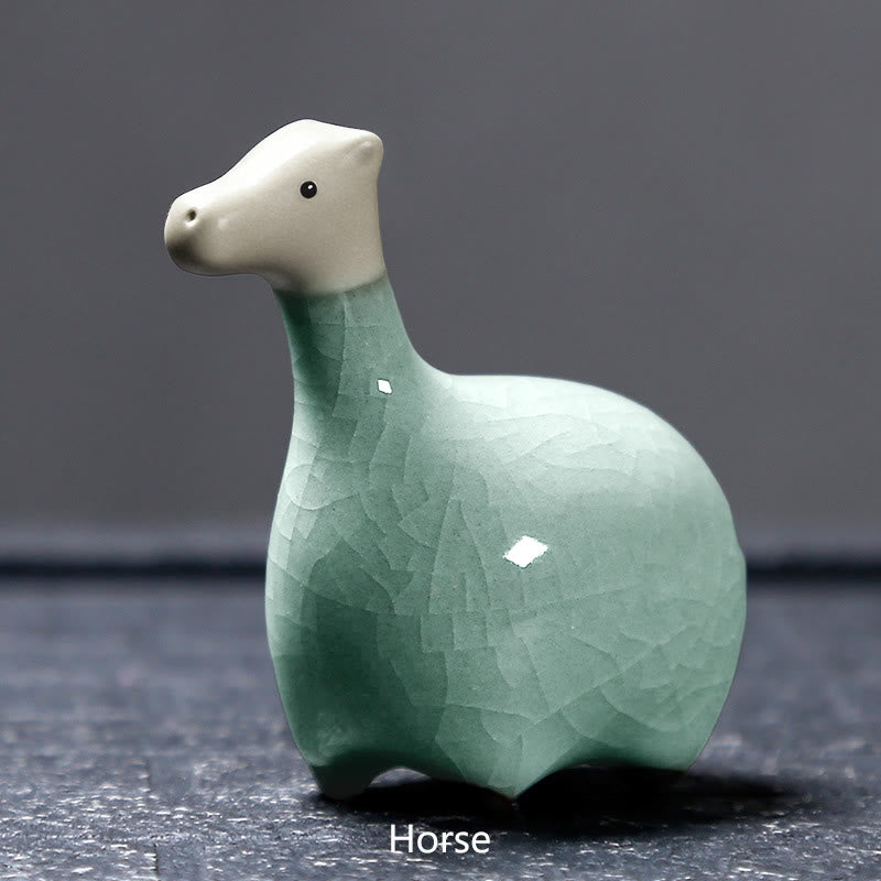 Buddha Stones, chinesisches Sternzeichen, Keramik, Tee-Haustier, Heimdekoration - Khaki Horse 6,7*6,8cm - image 10