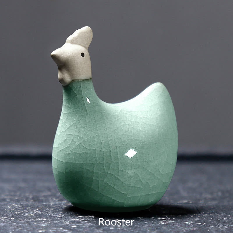 Buddha Stones, chinesisches Sternzeichen, Keramik, Tee-Haustier, Heimdekoration - Khaki Rooster 5,7*7,1cm - image 14
