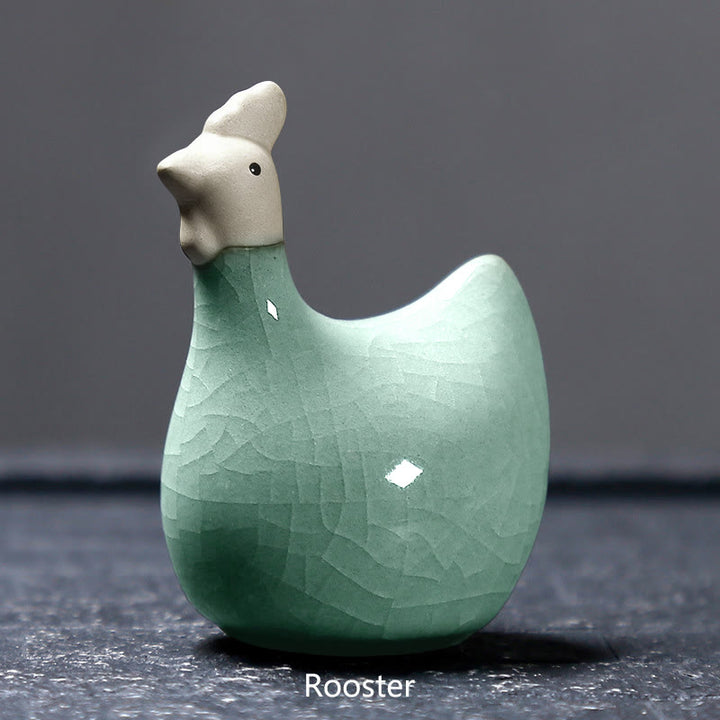 Buddha Stones, chinesisches Sternzeichen, Keramik, Tee-Haustier, Heimdekoration - Khaki Rooster 5,7*7,1cm - image 14