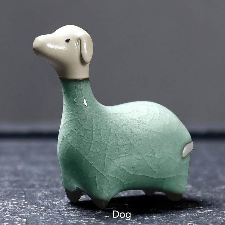 Buddha Stones, chinesisches Sternzeichen, Keramik, Tee-Haustier, Heimdekoration - Khaki Dog 6,7 x 6,9 cm - image 15