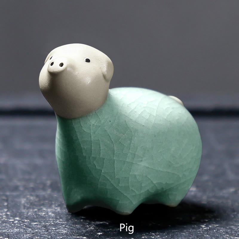Buddha Stones, chinesisches Sternzeichen, Keramik, Tee-Haustier, Heimdekoration - Khaki Pig 6,1 x 5,6 cm - image 16