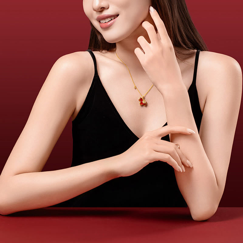 Buddha Stones ​​Jahr des Pferdes Rote Achat-Fu-Charakter-Selbstvertrauens-Halskette Anhänger - image 7