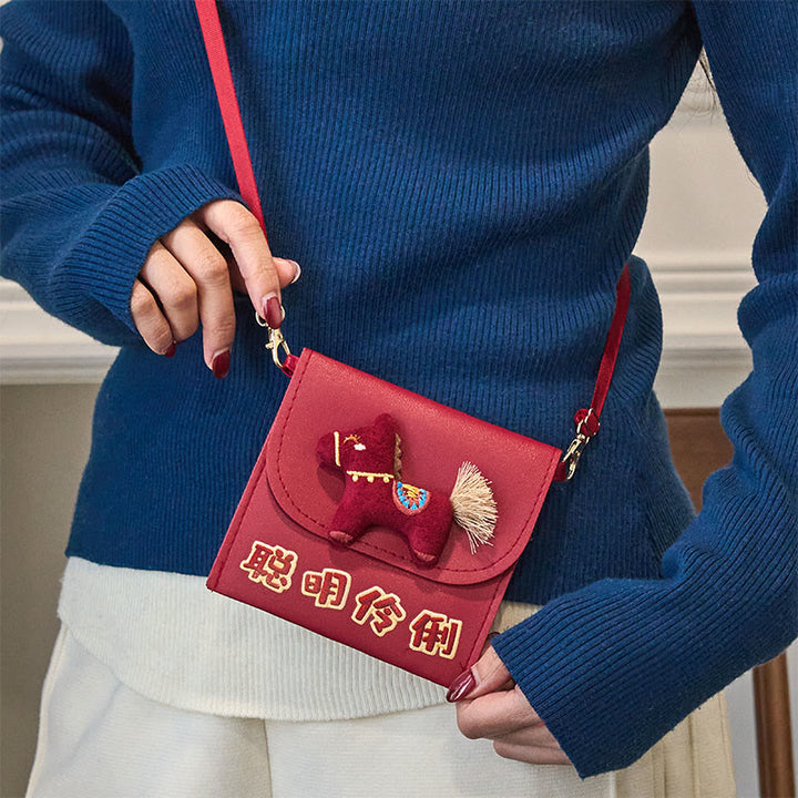 Buddha Stones ​​Jahr des Pferdes 2026 Neujahr Intelligente Clevere Umhängetasche mit rotem Umschlag - image 3