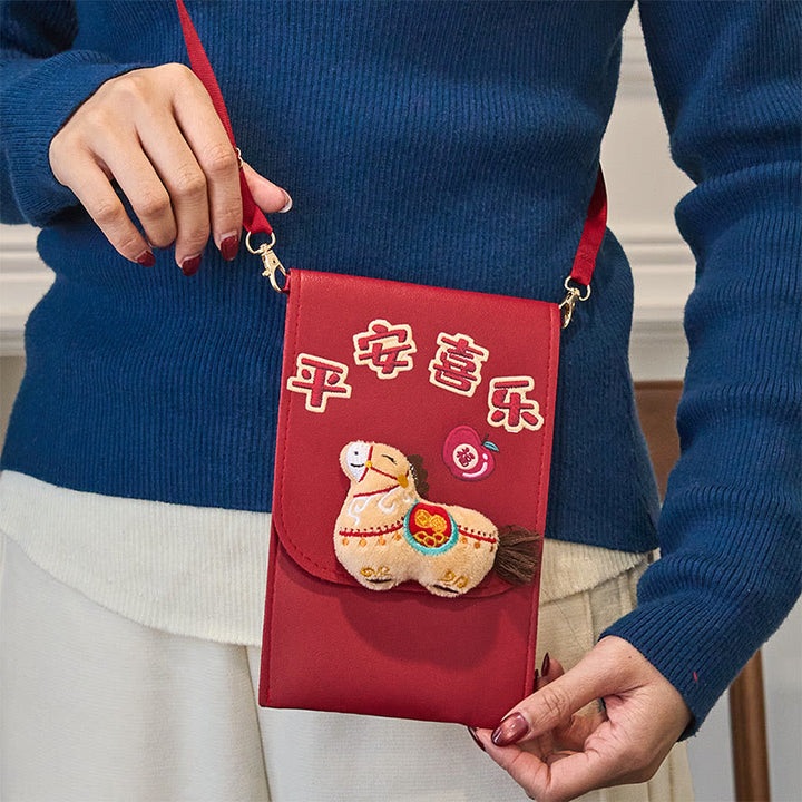 Buddha Stones ​​Jahr des Pferdes 2026 Neujahr Fu-Charakter Frieden Freude Umhängetasche Roter Umschlag - image 6