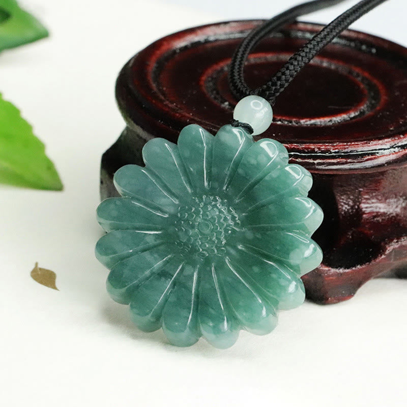Buddha Stones Sonnenblumen-Jade-Halskette mit Anhängern - image 4