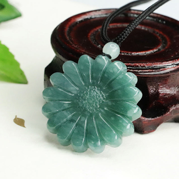 Buddha Stones Sonnenblumen-Jade-Halskette mit Anhängern - image 4