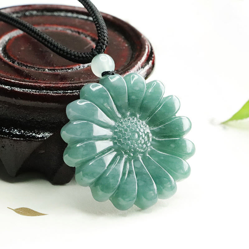 Buddha Stones Sonnenblumen-Jade-Halskette mit Anhängern - image 6