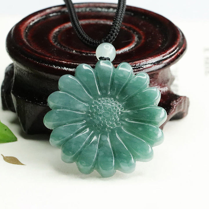 Buddha Stones Sonnenblumen-Jade-Halskette mit Anhängern - image 3