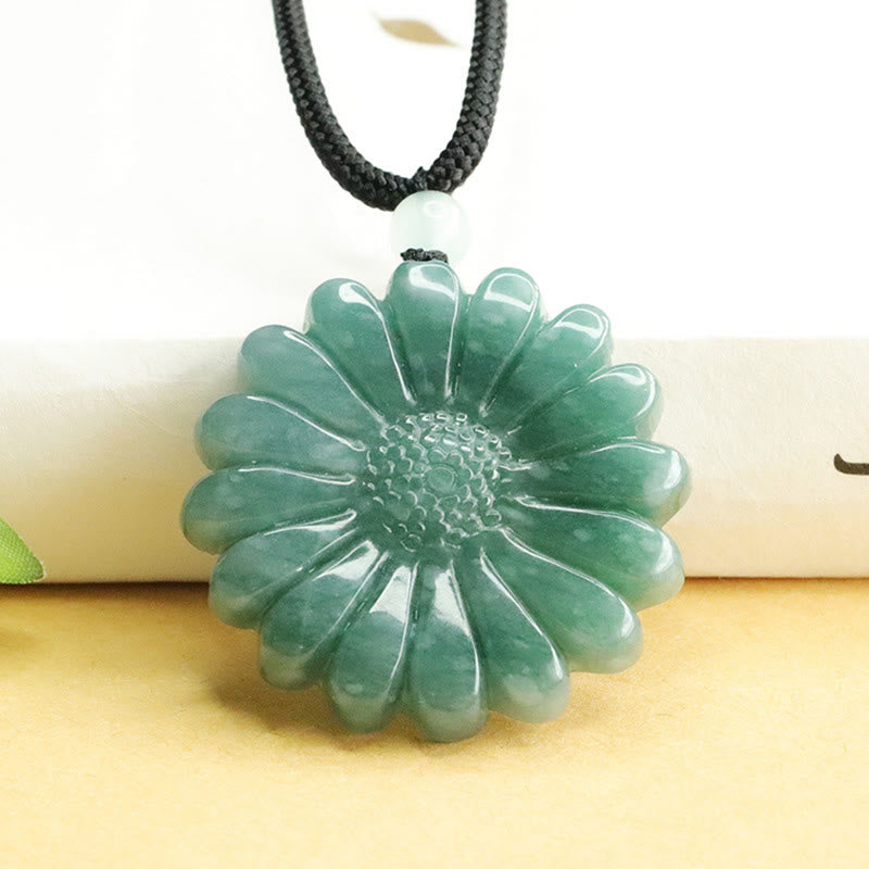 Buddha Stones Sonnenblumen-Jade-Halskette mit Anhängern - Jade - image 0