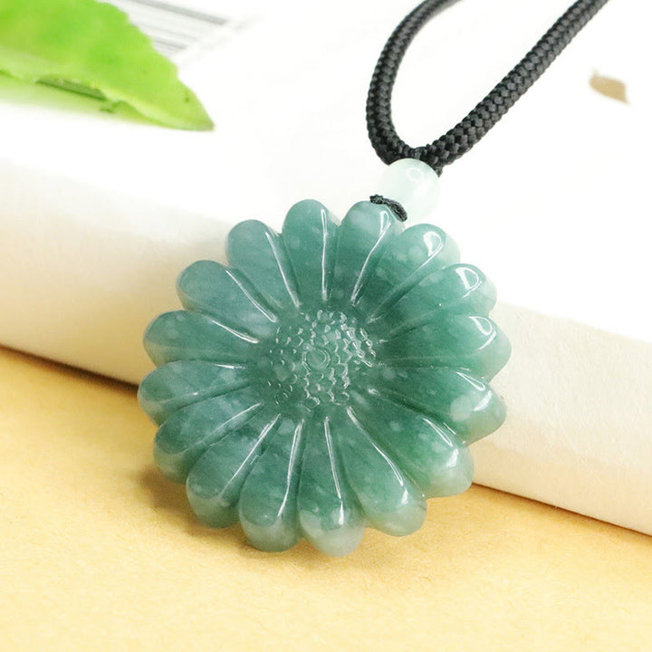 Buddha Stones Sonnenblumen-Jade-Halskette mit Anhängern - image 2