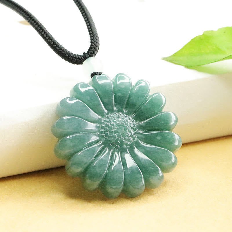 Buddha Stones Sonnenblumen-Jade-Halskette mit Anhängern - image 1