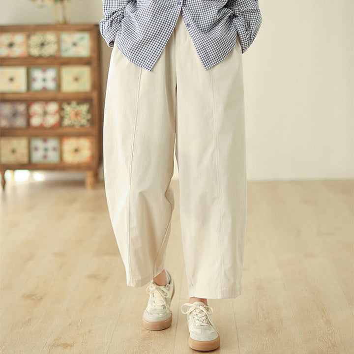 Buddha Stones Schlichtes Design, knöchellange Haremshose aus Baumwolle für Damen mit Taschen - Leinen - US 8-10, UK/AU 12-14, EU 40-42 (2XL) - image 0