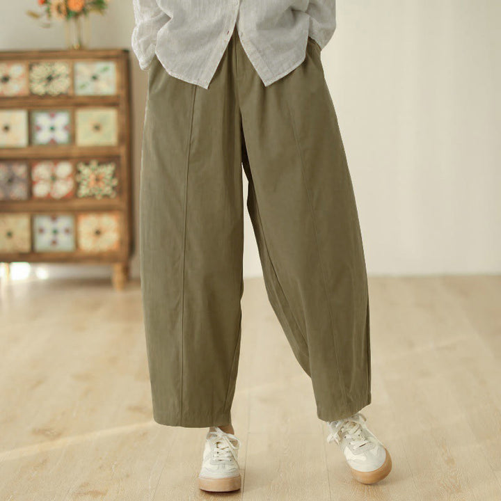 Buddha Stones Schlichtes Design, knöchellange Haremshose aus Baumwolle für Damen mit Taschen - Dunkelkhaki - US 8-10, UK/AU 12-14, EU 40-42 (2XL) - image 9