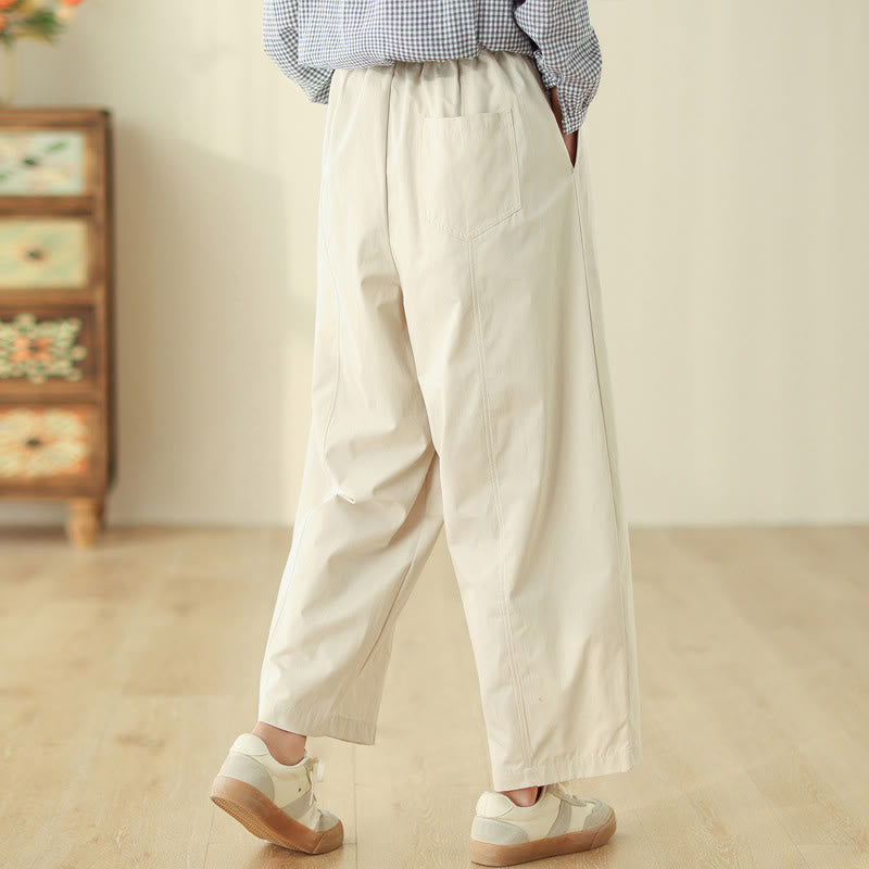 Buddha Stones Schlichtes Design, knöchellange Haremshose aus Baumwolle für Damen mit Taschen - image 2