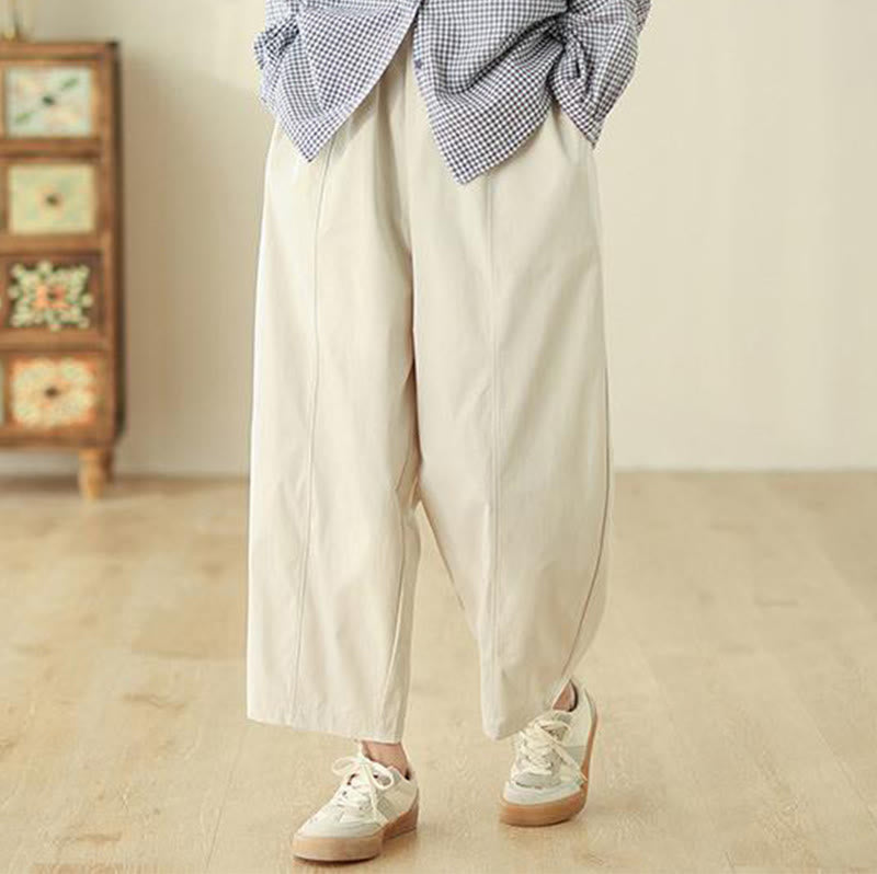 Buddha Stones Schlichtes Design, knöchellange Haremshose aus Baumwolle für Damen mit Taschen - image 1