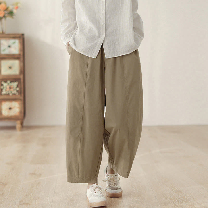 Buddha Stones Schlichtes Design, knöchellange Haremshose aus Baumwolle für Damen mit Taschen - image 8