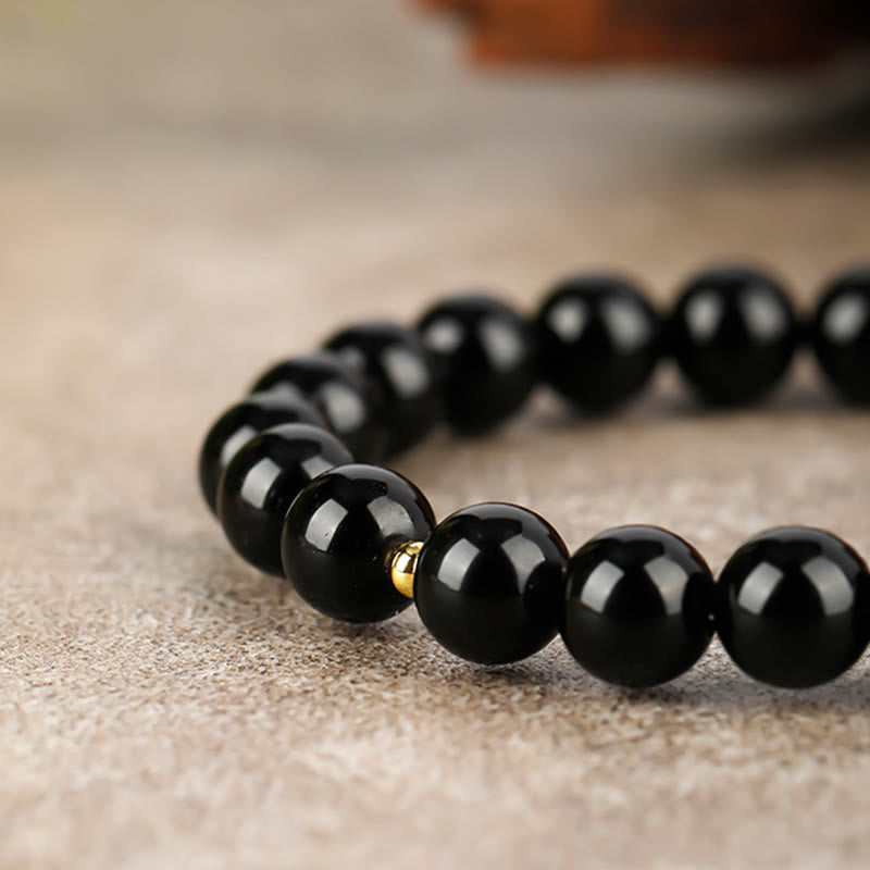 Buddha Stones Armband aus schwarzem Obsidian, Jahr des Pferdes - image 8