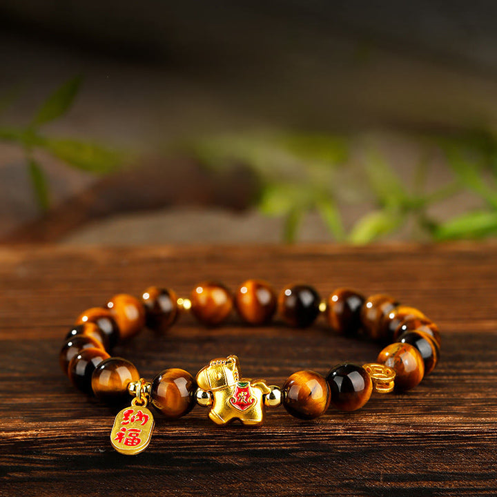 Buddha Stones Jahr des Pferdes Tigerauge Mut-Armband - Tigerauge (Handgelenkumfang: 17 cm) - 10 mm - image 0