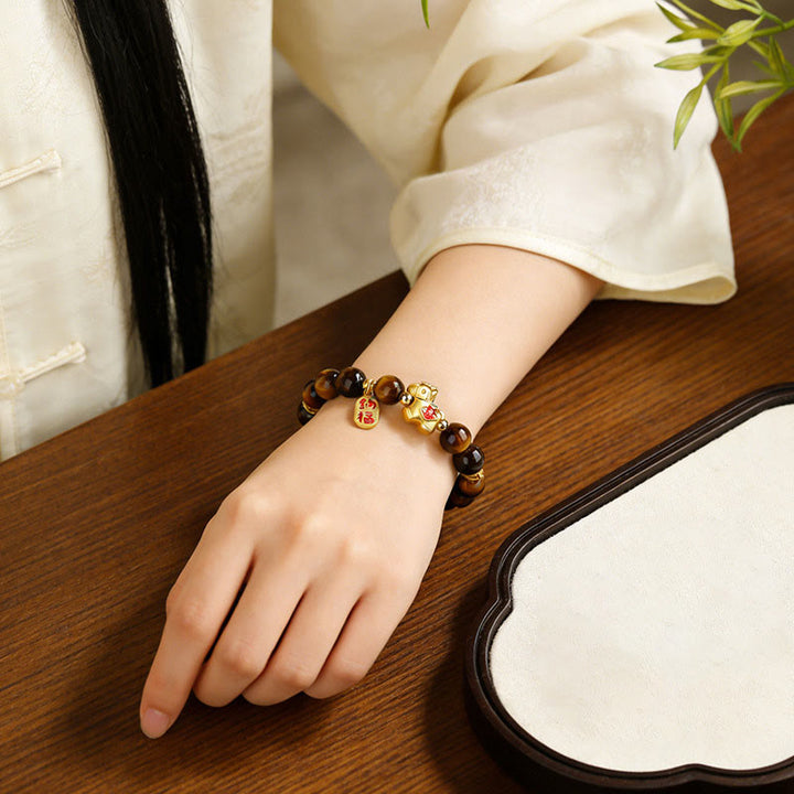 Buddha Stones Jahr des Pferdes Tigerauge Mut-Armband - image 4
