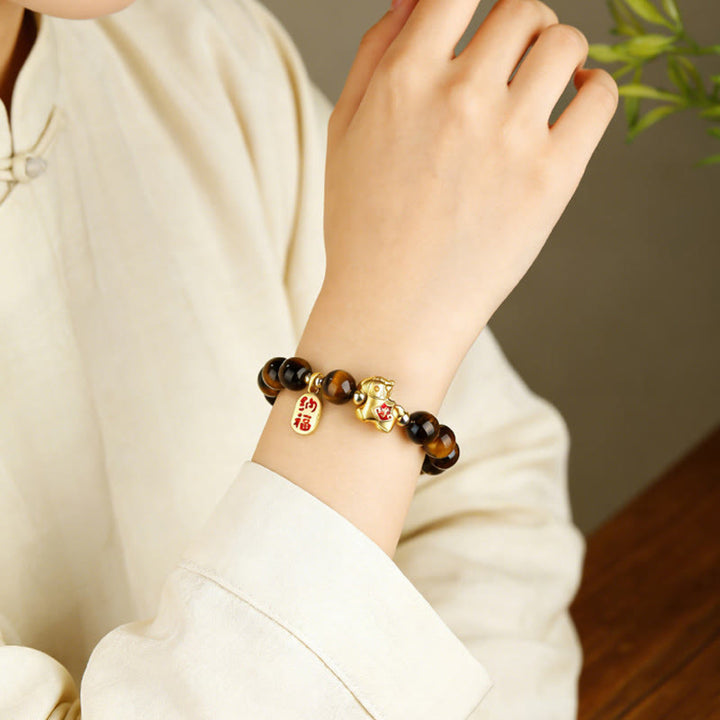 Buddha Stones Jahr des Pferdes Tigerauge Mut-Armband - image 3