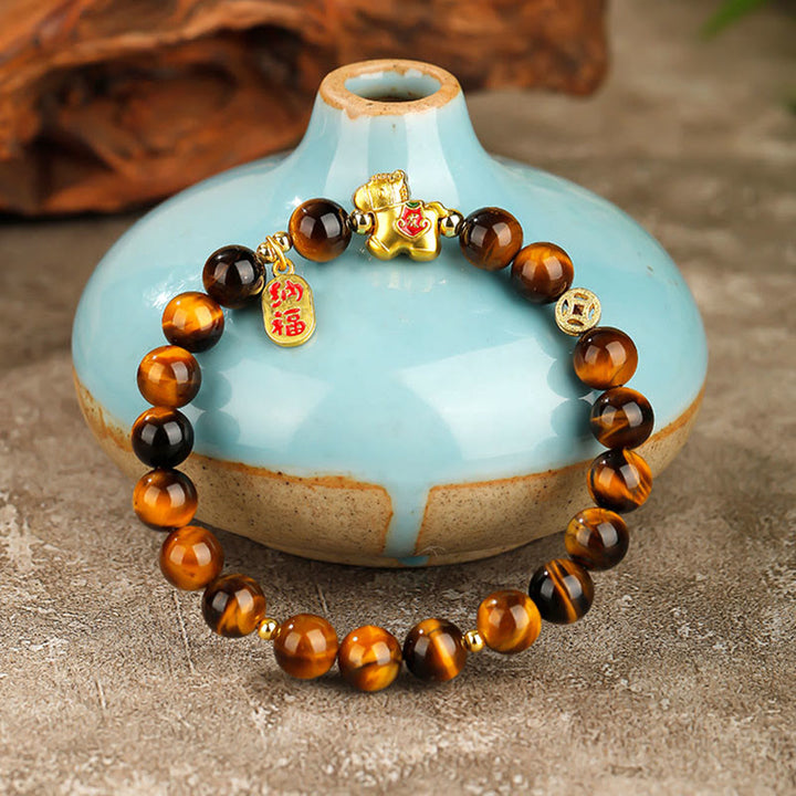 Buddha Stones Jahr des Pferdes Tigerauge Mut-Armband - image 2