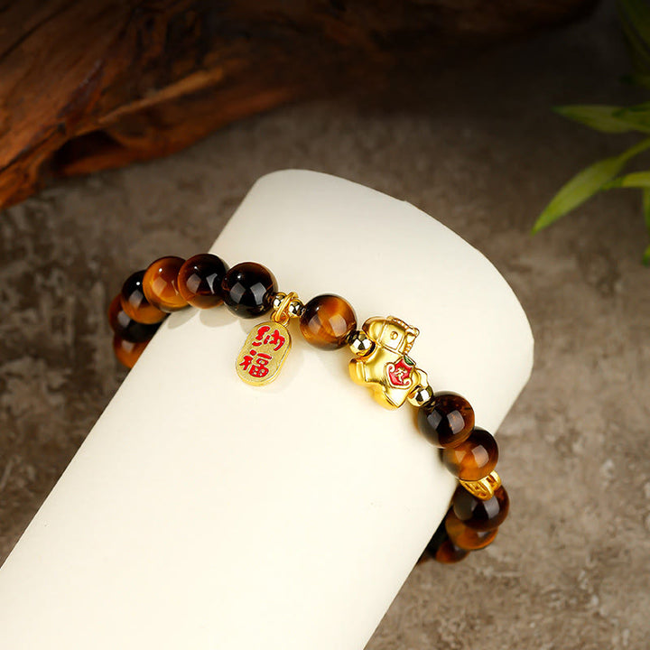 Buddha Stones Jahr des Pferdes Tigerauge Mut-Armband - image 7
