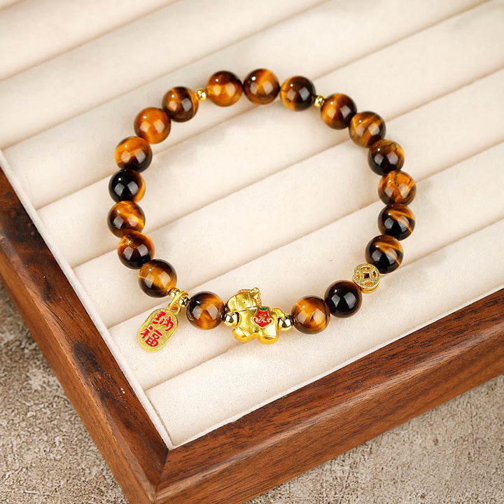 Buddha Stones Jahr des Pferdes Tigerauge Mut-Armband - image 1