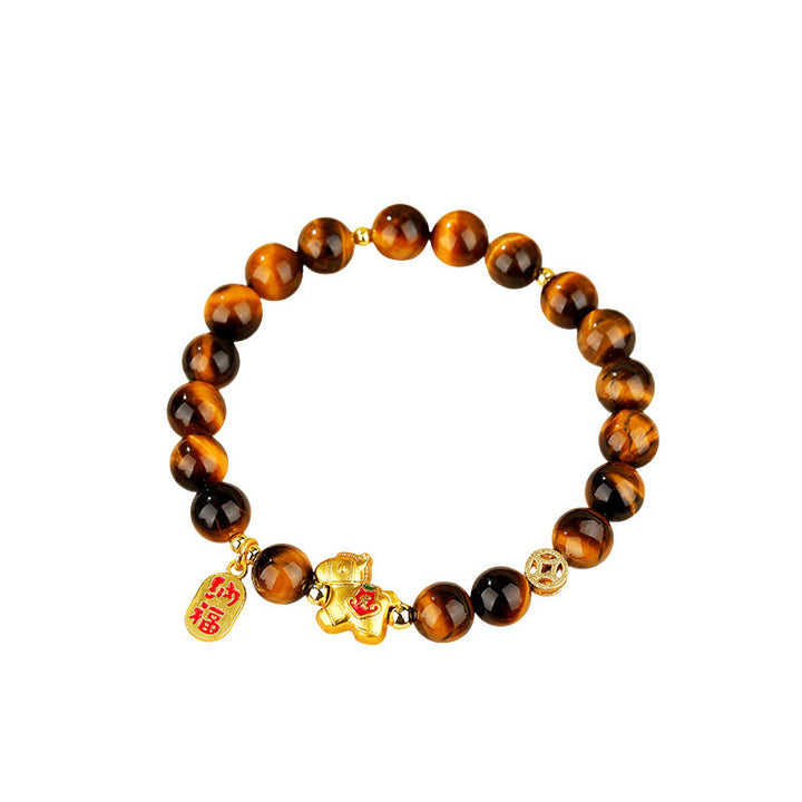Buddha Stones Jahr des Pferdes Tigerauge Mut-Armband - image 8