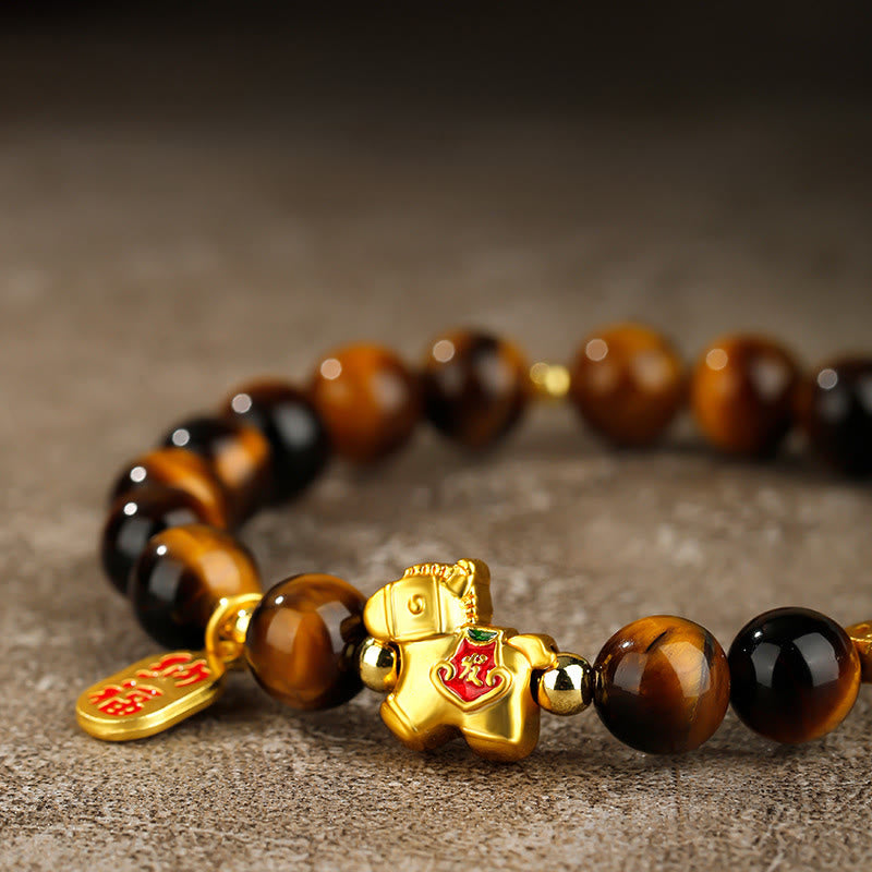 Buddha Stones Jahr des Pferdes Tigerauge Mut-Armband - image 11