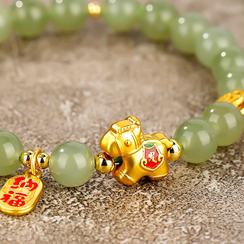 Buddha Stones Hetian-Jade-Armband zum Jahr des Pferdes - image 10