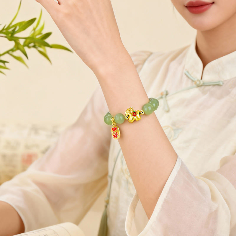 Buddha Stones Hetian-Jade-Armband zum Jahr des Pferdes - image 4