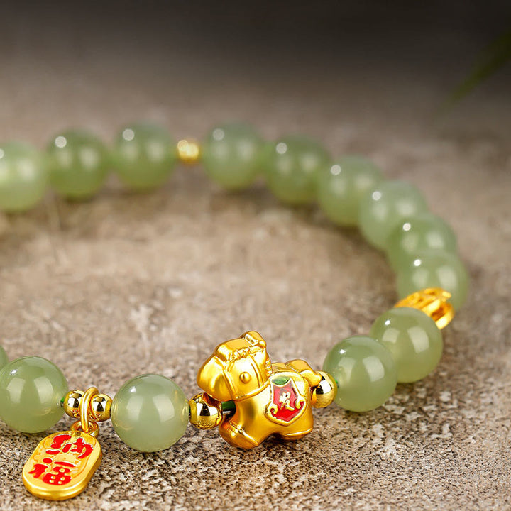 Buddha Stones Hetian-Jade-Armband zum Jahr des Pferdes - image 9