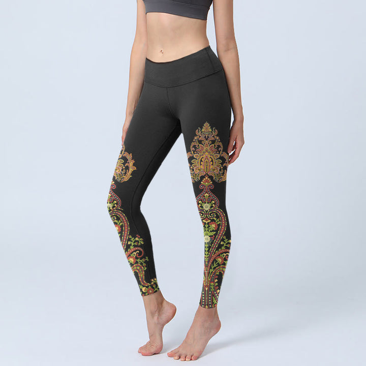 Buddha Stones Leggings mit mehrfarbigem Paisley-Blumenmuster, Damen-Yogahose - Schwarz - US18, UK/AU22, EU50 (4XL) - image 0