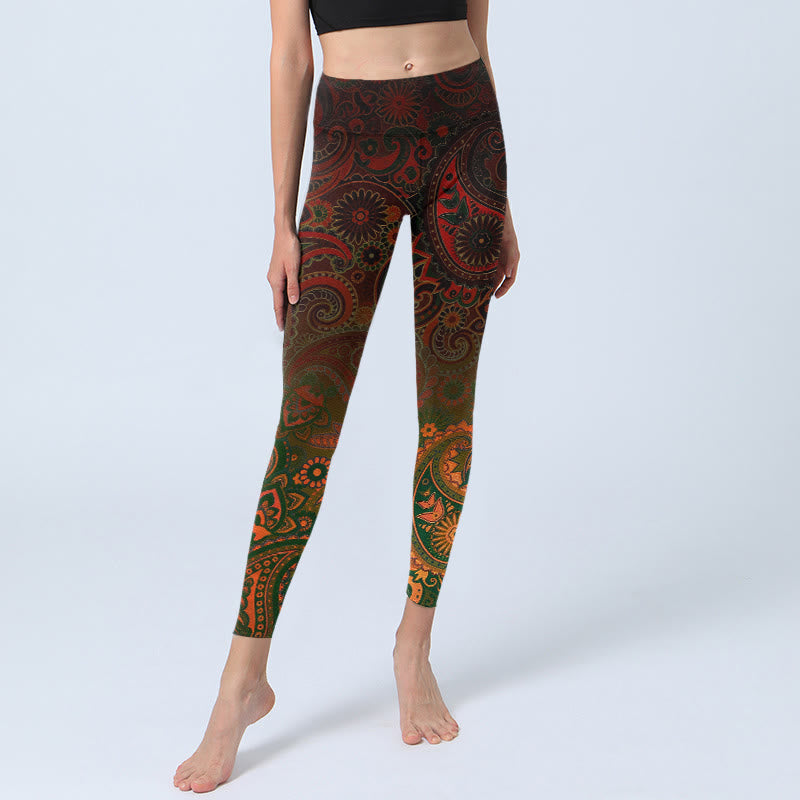 Buddha Stones Leggings mit Cashew-Blumen-Paisley-Print, Damen-Yogahose - image 5