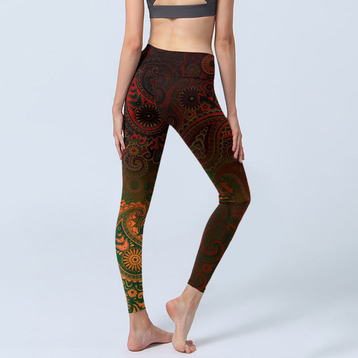 Buddha Stones Leggings mit Cashew-Blumen-Paisley-Print, Damen-Yogahose - image 4