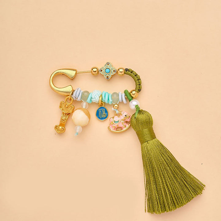 Buddha Stones Jahr des Pferdes Fu-Zeichen Lotus zieht Glück an Ruyi Griff Frieden Schnalle Glücksbrosche - Ruyi Fu Charakter Pferd - image 9