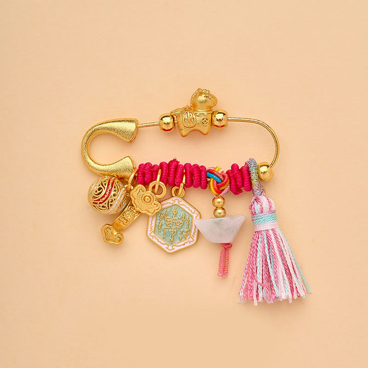 Buddha Stones Jahr des Pferdes Fu-Zeichen Lotus zieht Glück an Ruyi Griff Frieden Schnalle Glücksbrosche - Ruyi Pferd - image 10