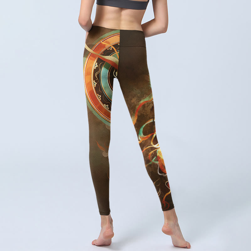 Buddha Stones Dunhuang Leggings mit Mandala-Print und fliegenden Apsaras – Sport- und Yogahosen für Damen - image 6