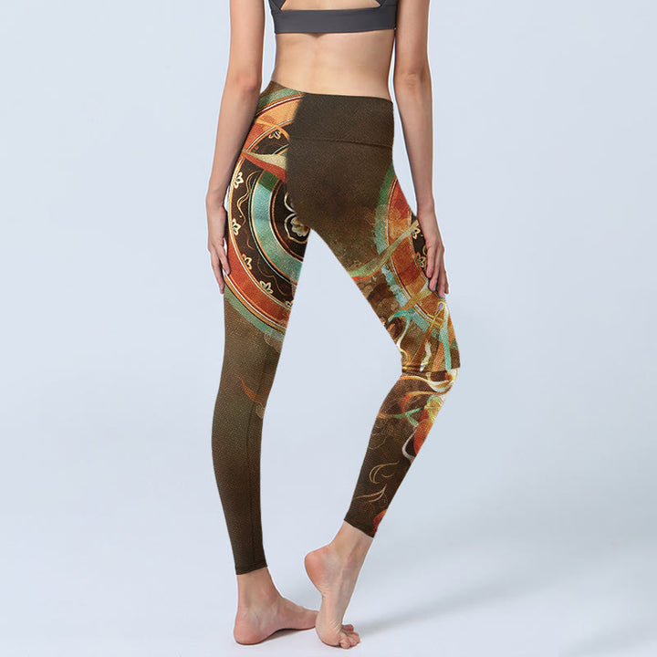 Buddha Stones Dunhuang Leggings mit Mandala-Print und fliegenden Apsaras – Sport- und Yogahosen für Damen - image 4