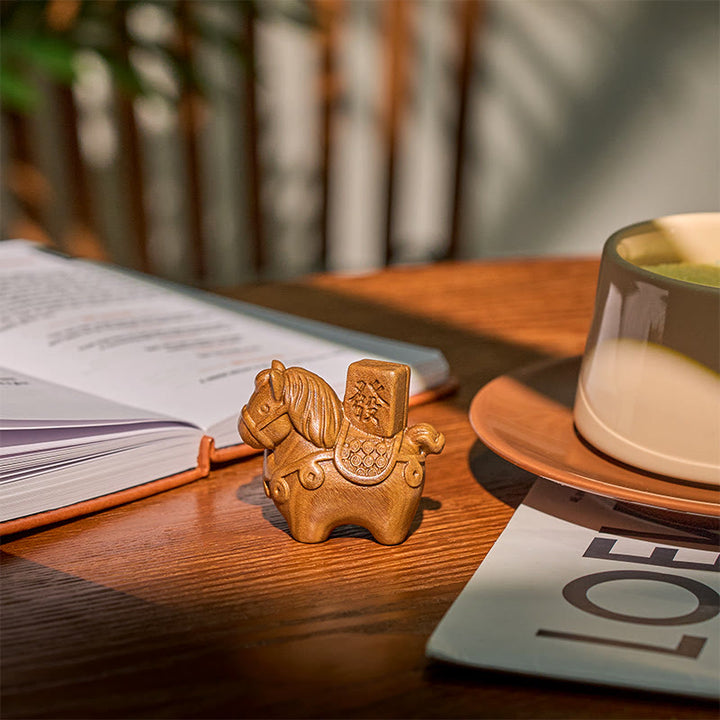 Buddha Stones, Jahr des Pferdes, Reichtum erlangen, Grünes Sandelholz, Kleinblättriges Rotes Sandelholz, Lindenholz, Tiere, Positive Dekoration - image 3