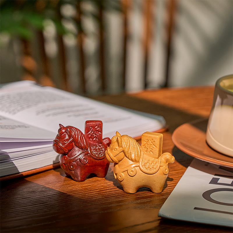 Buddha Stones, Jahr des Pferdes, Reichtum erlangen, Grünes Sandelholz, Kleinblättriges Rotes Sandelholz, Lindenholz, Tiere, Positive Dekoration - image 22