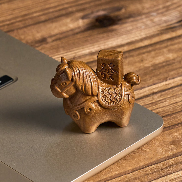 Buddha Stones, Jahr des Pferdes, Reichtum erlangen, Grünes Sandelholz, Kleinblättriges Rotes Sandelholz, Lindenholz, Tiere, Positive Dekoration - image 2