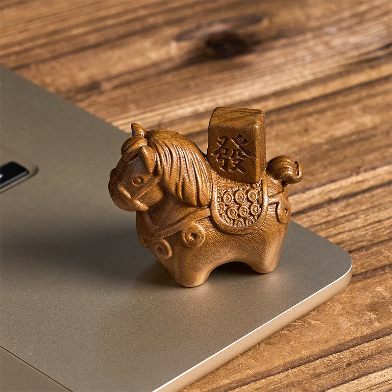 Buddha Stones, Jahr des Pferdes, Reichtum erlangen, Grünes Sandelholz, Kleinblättriges Rotes Sandelholz, Lindenholz, Tiere, Positive Dekoration - image 2