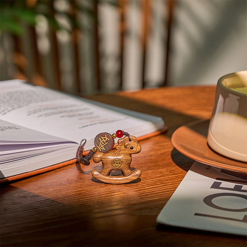 Buddha Stones ​​Jahr des Pferdes Regenbogen-Eukalyptus Kleinblättriges rotes Sandelholz Lindenholz Ebenholz Geschnitzter positiver Schlüsselanhänger - image 23