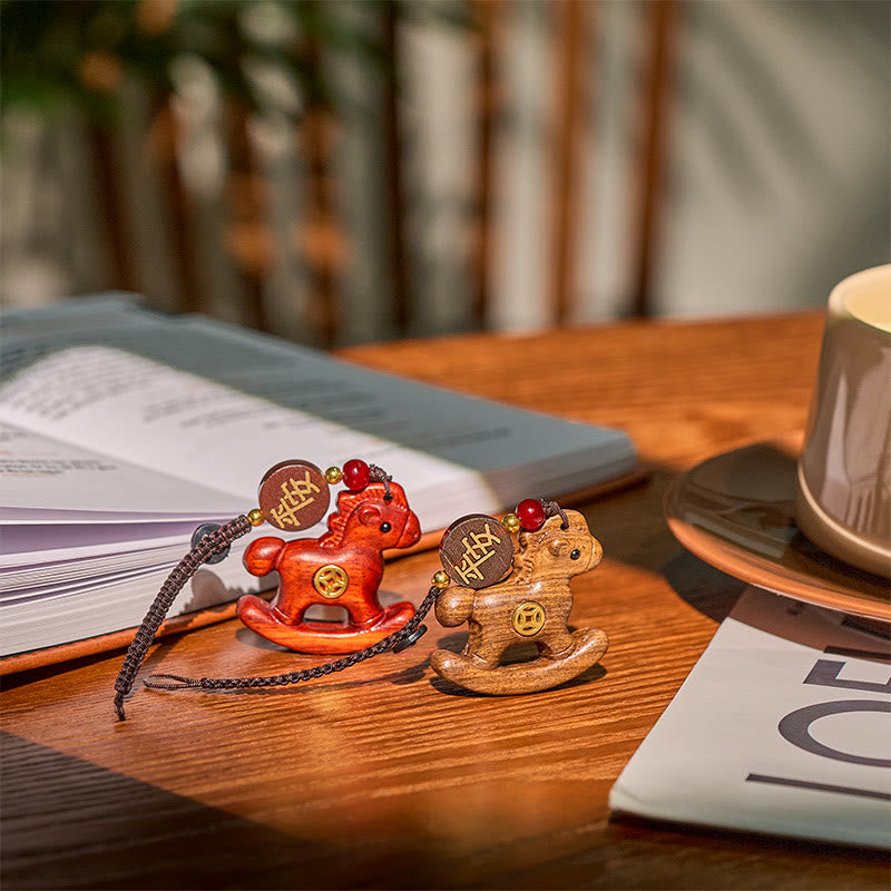 Buddha Stones ​​Jahr des Pferdes Regenbogen-Eukalyptus Kleinblättriges rotes Sandelholz Lindenholz Ebenholz Geschnitzter positiver Schlüsselanhänger - image 28